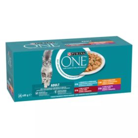   PURINA ONE ADULT csirkével/marhával/báránnyal/tengeri hallal szószban nedves macskaeledel