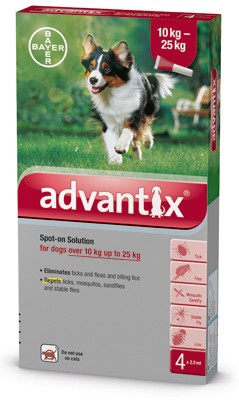 ADVANTIX SPOT ON 10-25KG KUTYA 4 PIPETTA/ doboz