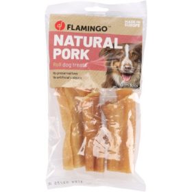   Flamingo jutalomfalat - Nature Pig tekercs szárított disznóbőrből 3 x 12 cm