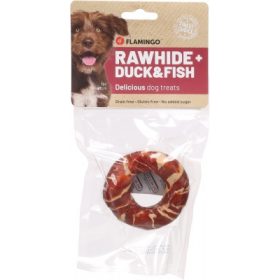   Flamingo Rawhide Ring + duck & fish - nyersbőr + kacsa és hal 45 g
